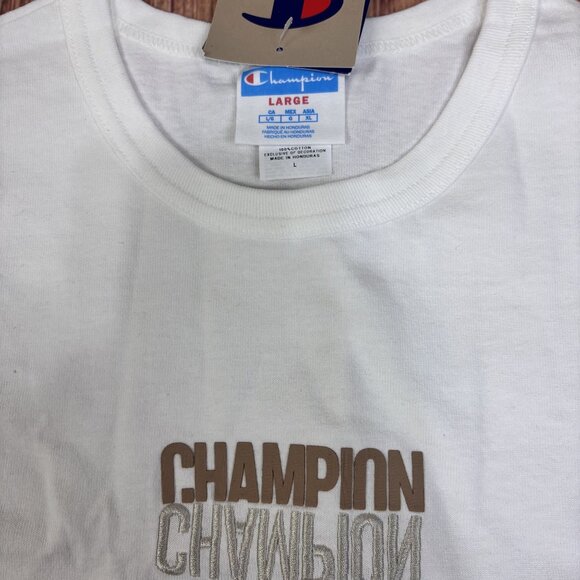 Champion Heritage Heavyweight White T-Shirt With Embroidered Logo Size L - Picture 5 of 9